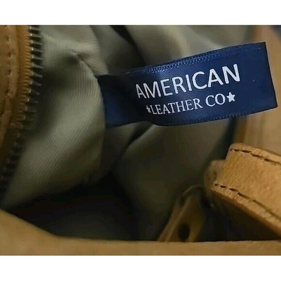 American Leather Co Austin Cafe Latte Tooled Embossed Tan Leather‎  Bag - Picture 12 of 13